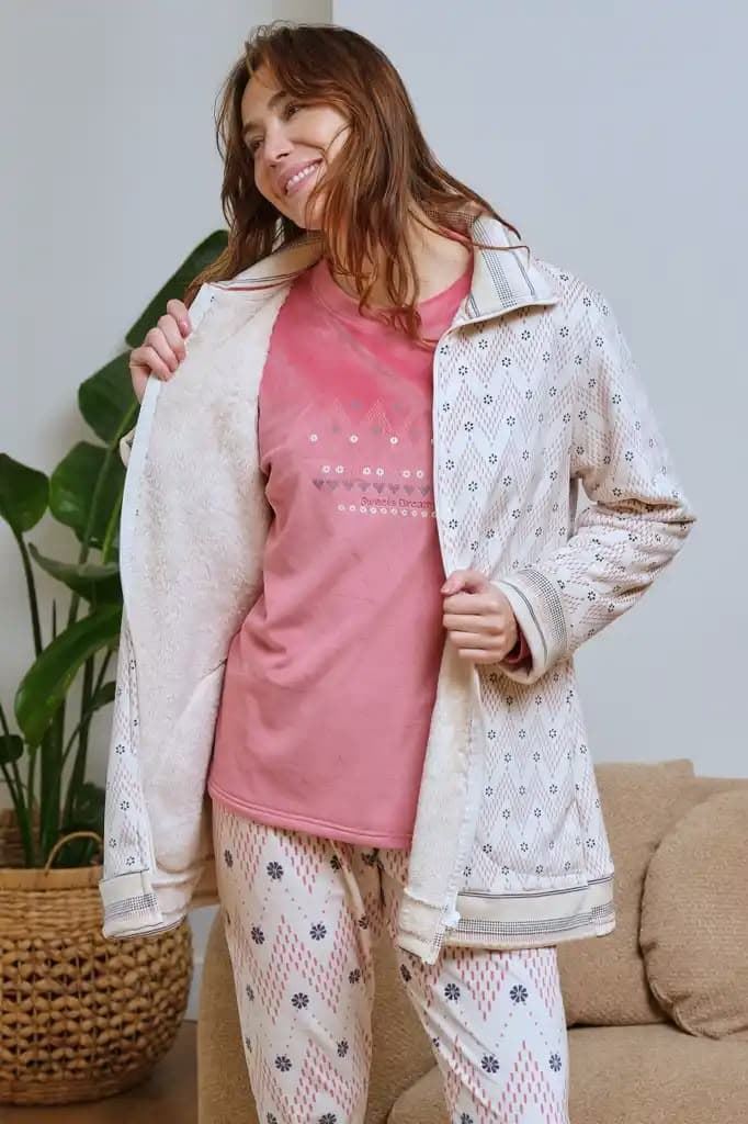 Bata corta crudo-rosa - Imagen 1