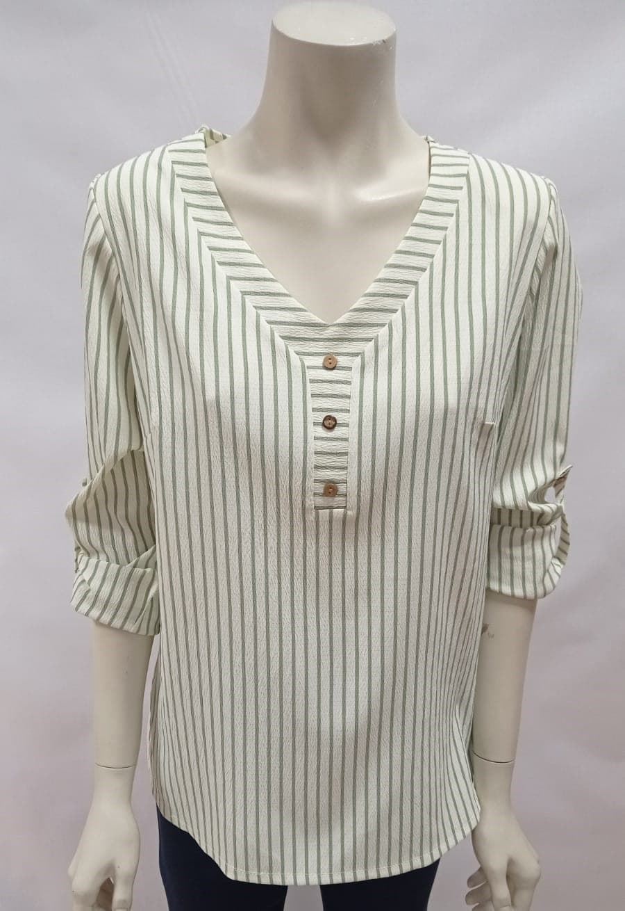 Blusa rayas verde - Imagen 1