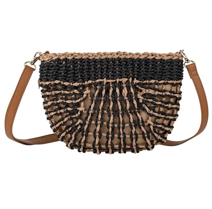 Bolso-bandolera rafia negro - Imagen 2