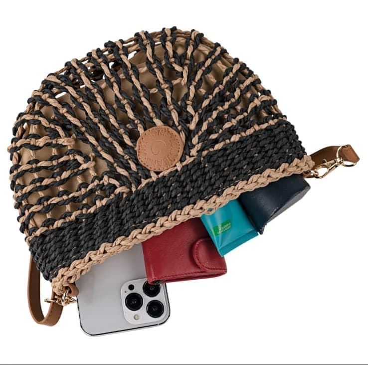 Bolso-bandolera rafia negro - Imagen 3