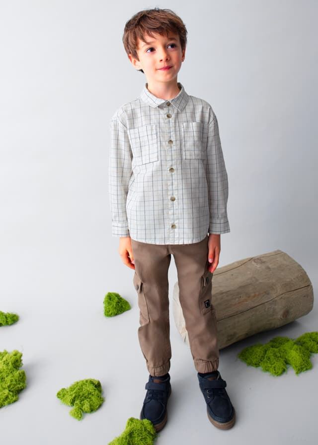 Camisa cuadros nata - Imagen 2