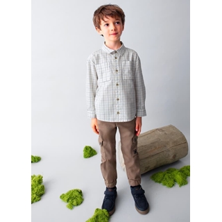 Camisa cuadros nata - Imagen 2