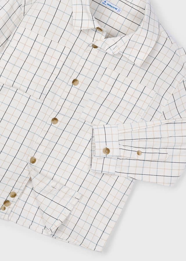 Camisa cuadros nata - Imagen 5