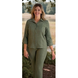 Camisa lino kaki - Imagen 1