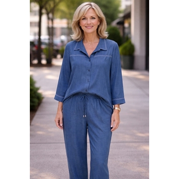 Camisa lino marino - Imagen 1