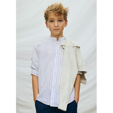 Camisa M/L cuello mao celeste - Imagen 1