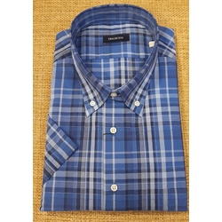 Camisa manga corta cuadros azul. - Imagen 1