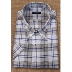 Camisa manga corta cuadros camel. - Imagen 1