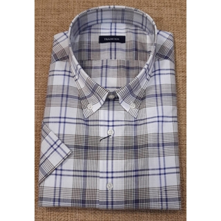 Camisa manga corta cuadros camel. - Imagen 1