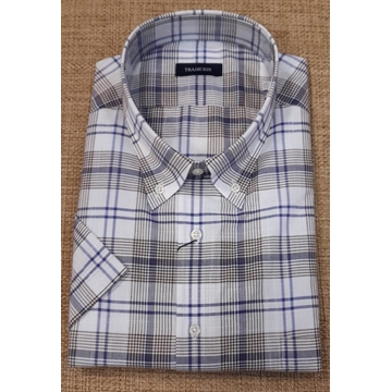 Camisa manga corta cuadros camel. - Imagen 1