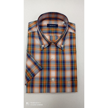 Camisa manga corta cuadros naranja - Imagen 1