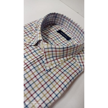 Camisa manga larga cuadros beige - Imagen 2