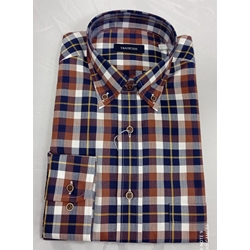 Camisa manga larga cuadros tabaco - Imagen 1