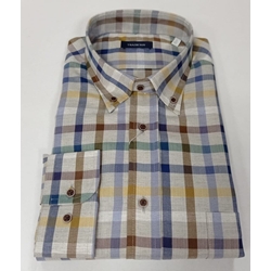 Camisa manga larga cuadros visón - Imagen 1