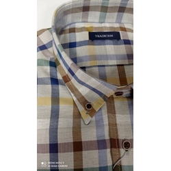 Camisa manga larga cuadros visón - Imagen 2