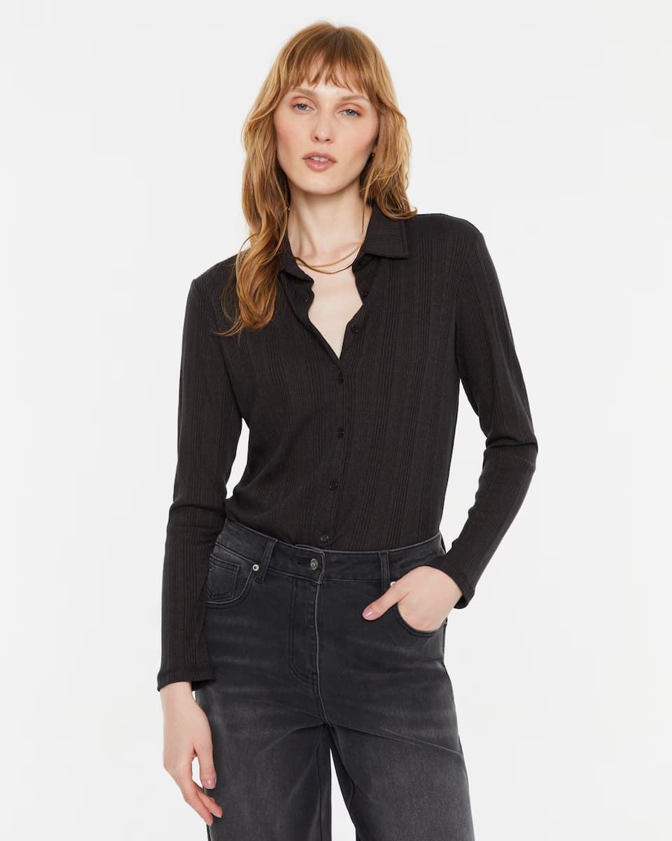 Camisa punto marrón - Imagen 1