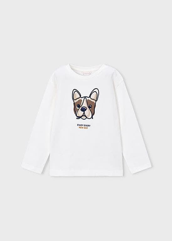 Camiseta bordado nata - Imagen 1