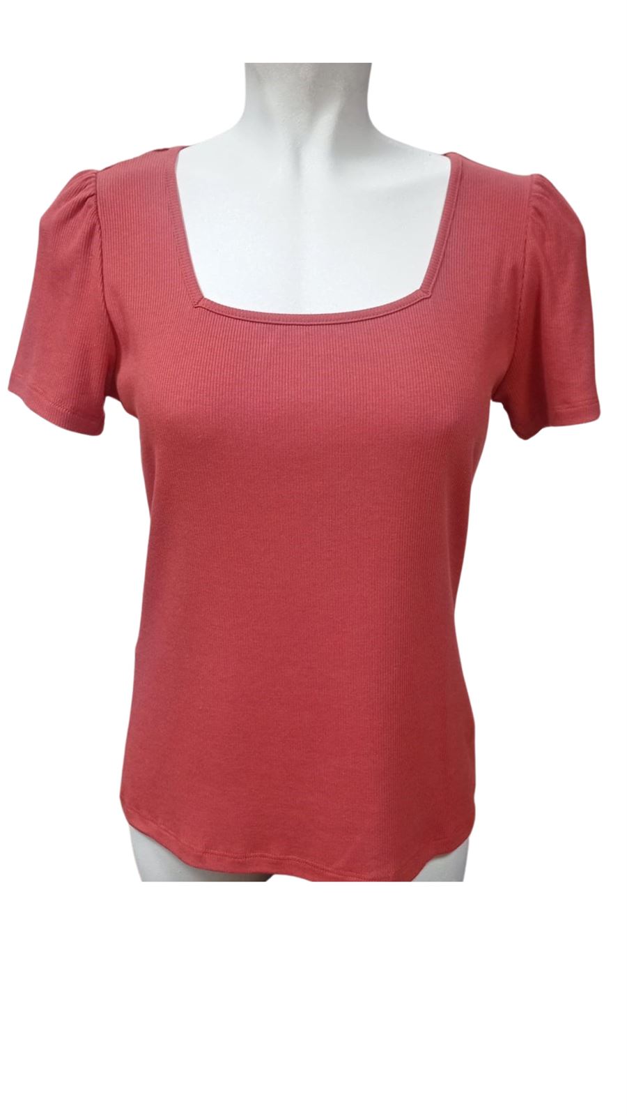 Camiseta canalé roja - Imagen 1