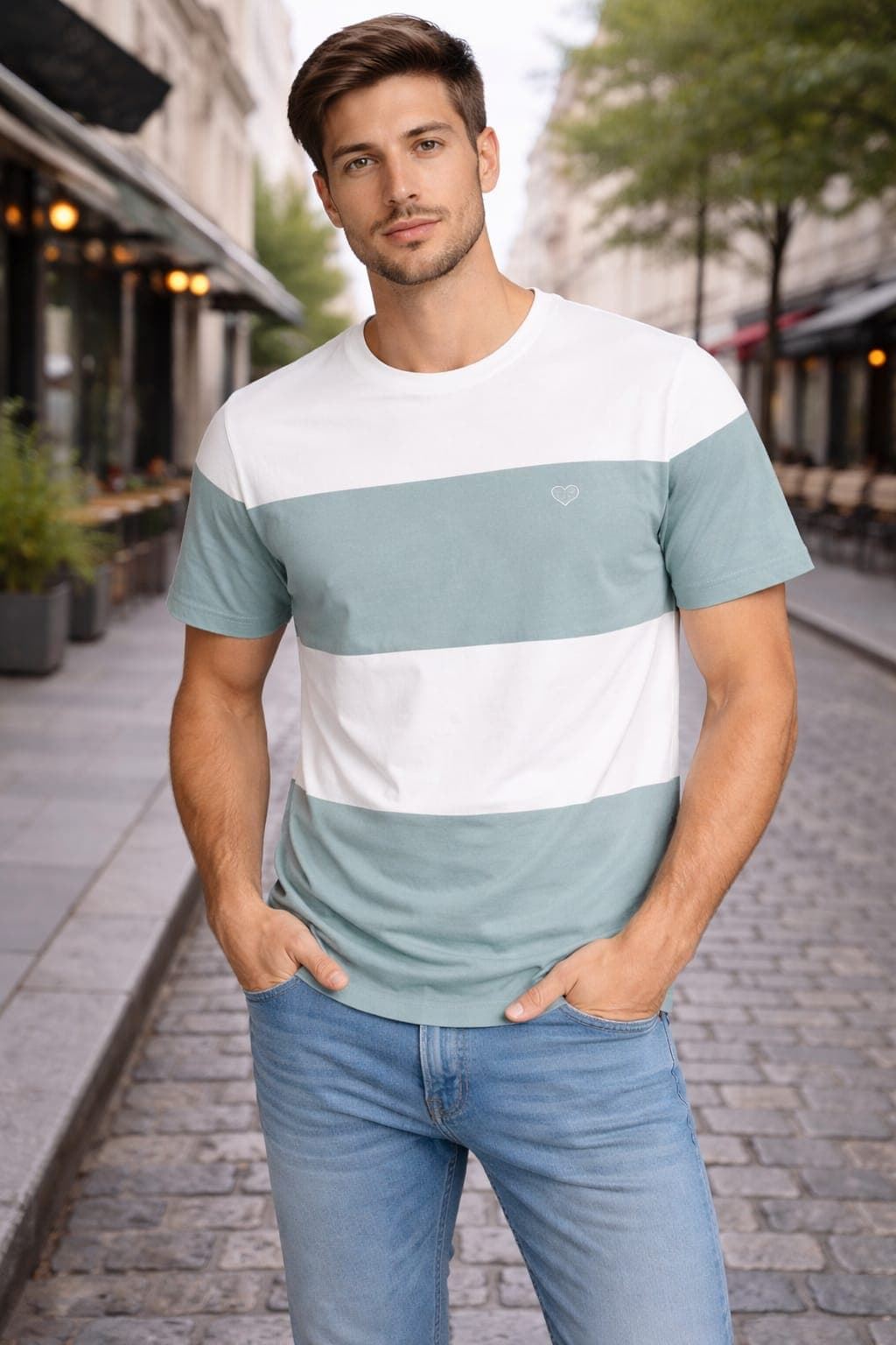 Camiseta cemento rayas - Imagen 1