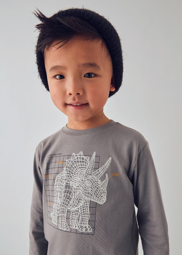 Camiseta interactiva dinosaurio gris - Imagen 2