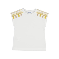 Camiseta manga corta bordados crudo/miel - Imagen 1