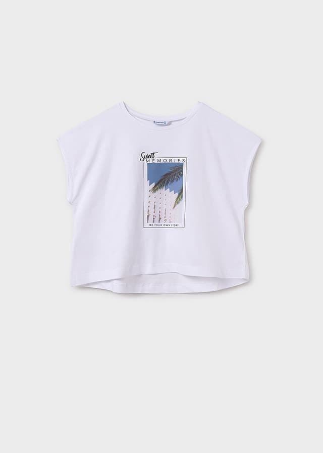 Camiseta manga corta gráfica blanca - Imagen 1