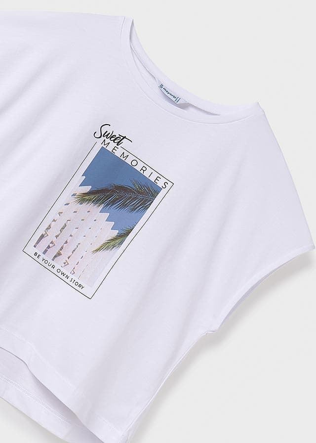 Camiseta manga corta gráfica blanca - Imagen 3