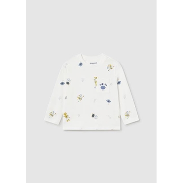 Camiseta manga larga estampada nata - Imagen 2