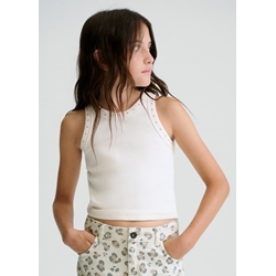 Camiseta tirantes canalé hueso - Imagen 1