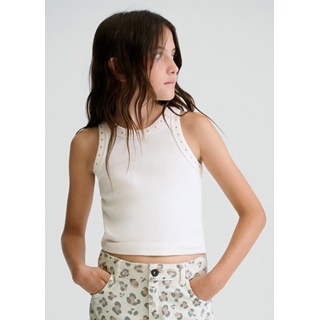 Camiseta tirantes canalé hueso - Imagen 1