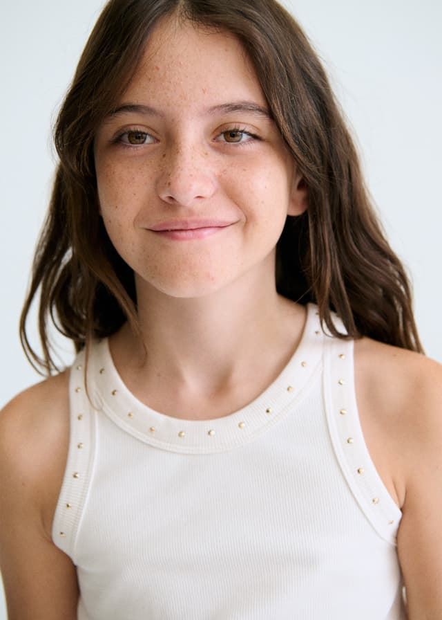 Camiseta tirantes canalé hueso - Imagen 2