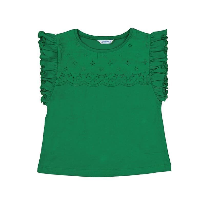 Camiseta tirantes perforada esmeralda - Imagen 1