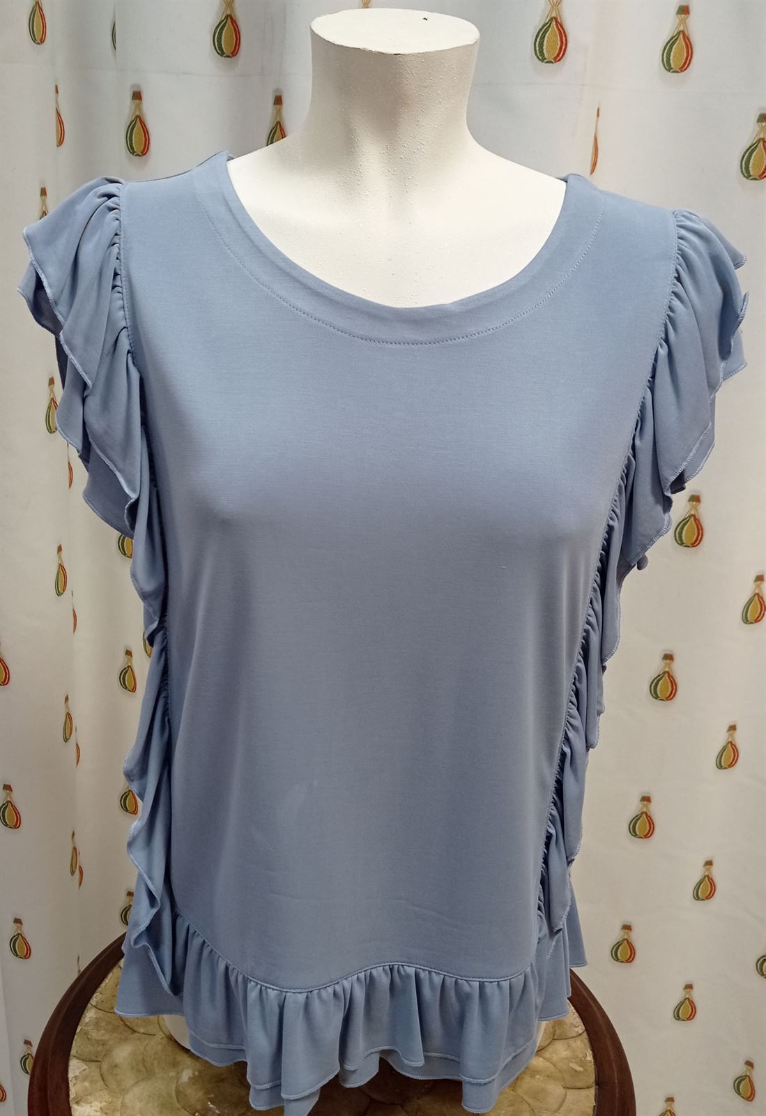 Camiseta volantes azul - Imagen 1
