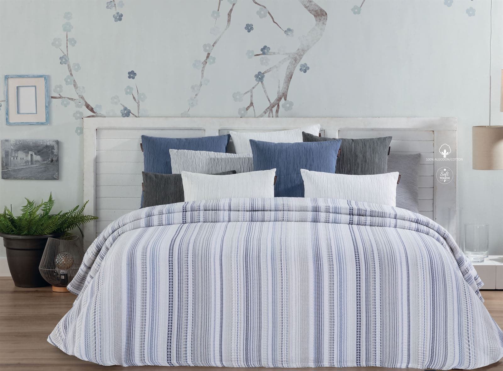 Colcha jacquard reversible rayas C10 - Tribe - Imagen 1