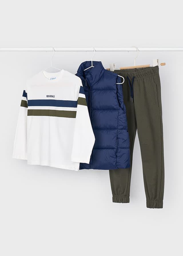 Conjunto 3 piezas con chaleco azul-oliva - Imagen 4