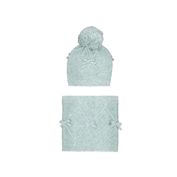 Conjunto gorro-bufanda lazos anís - Imagen 1