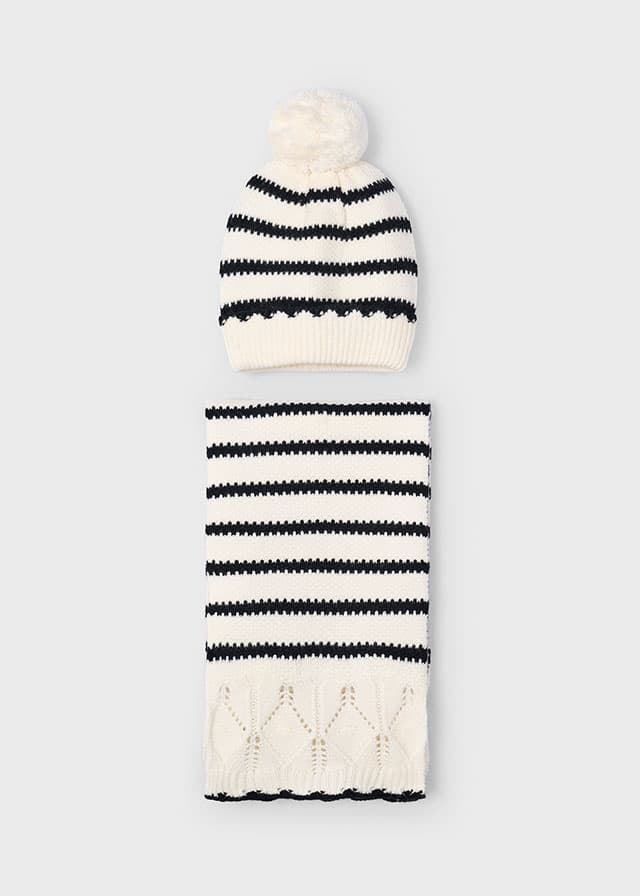 Conjunto gorro-bufanda rayas macchiato - Imagen 1