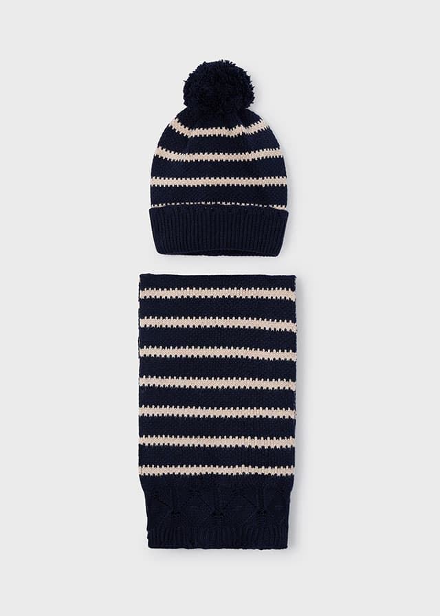 Conjunto gorro-bufanda rayas marino - Imagen 1