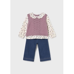 Conjunto pantalón-chaleco violeta - Imagen 2