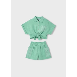 Conjunto pantalón corto perforado menta - Imagen 1