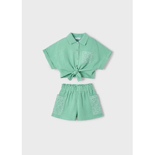 Conjunto pantalón corto perforado menta - Imagen 1