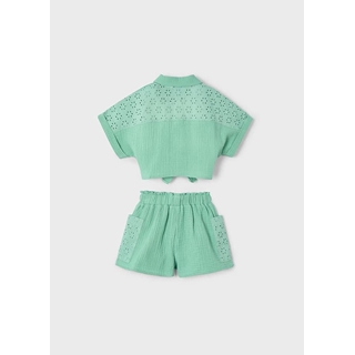 Conjunto pantalón corto perforado menta - Imagen 2