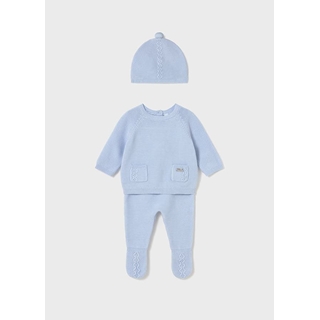 Conjunto polaina-gorro tricot cielo - Imagen 1