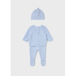 Conjunto polaina-gorro tricot cielo - Imagen 2