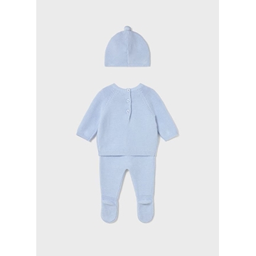Conjunto polaina-gorro tricot cielo - Imagen 2