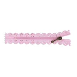 Cremallera con puntilla rosa 25cm - Imagen 1