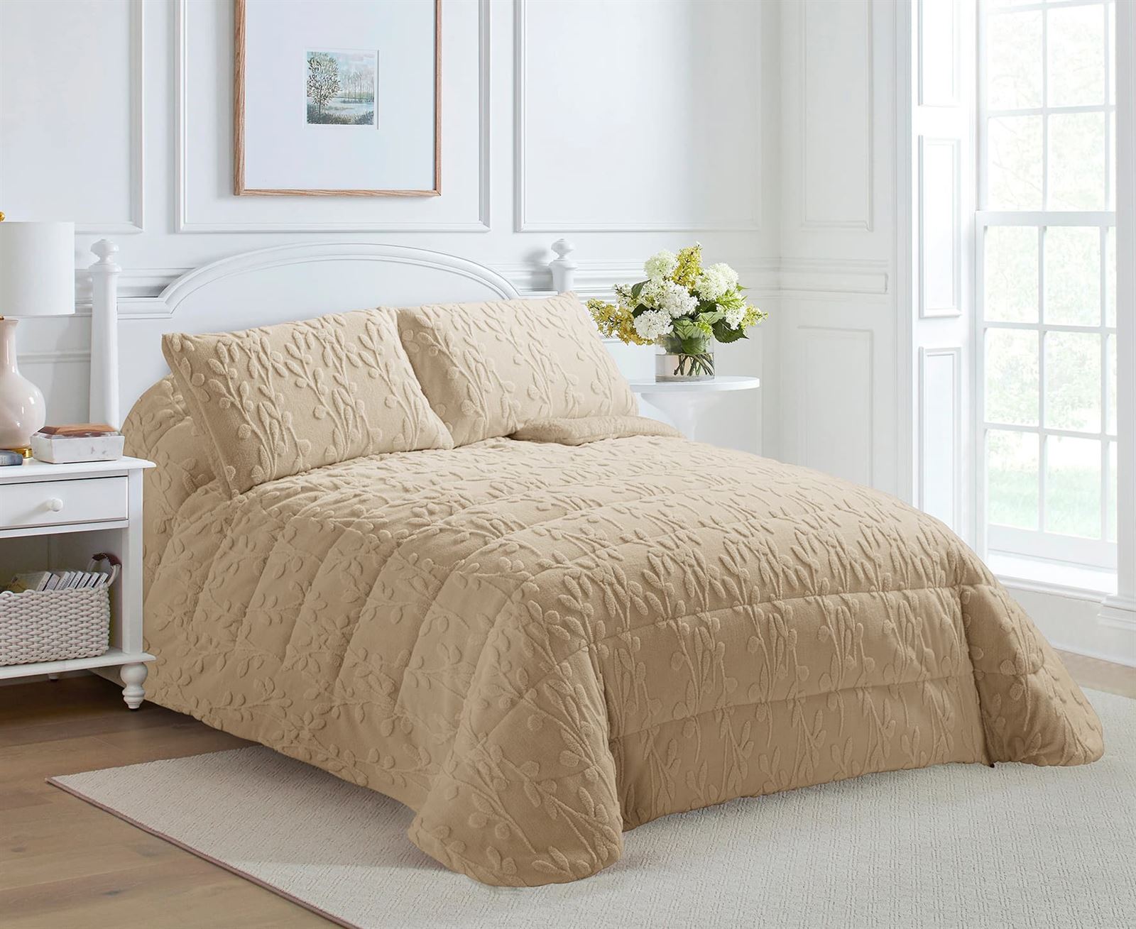 Edredón jacquard LIREN BEIGE - Imagen 1