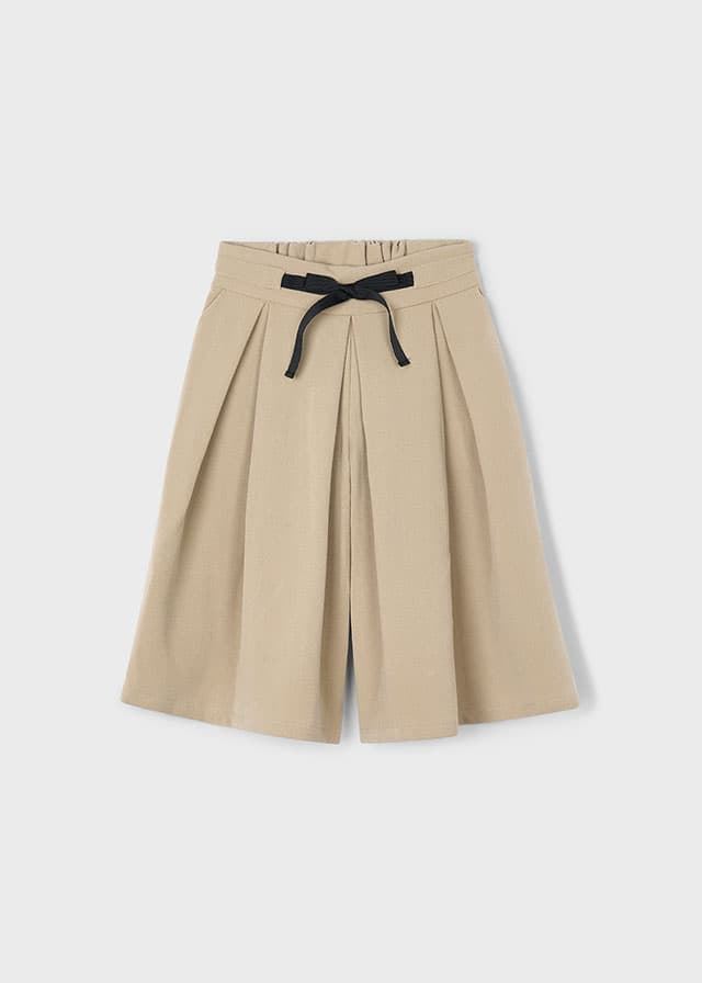 Falda pantalón midi beige. - Imagen 1