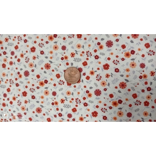 Flores teja Algodón 100% - Imagen 1