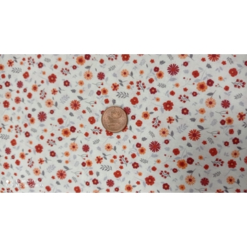 Flores teja Algodón 100% - Imagen 1